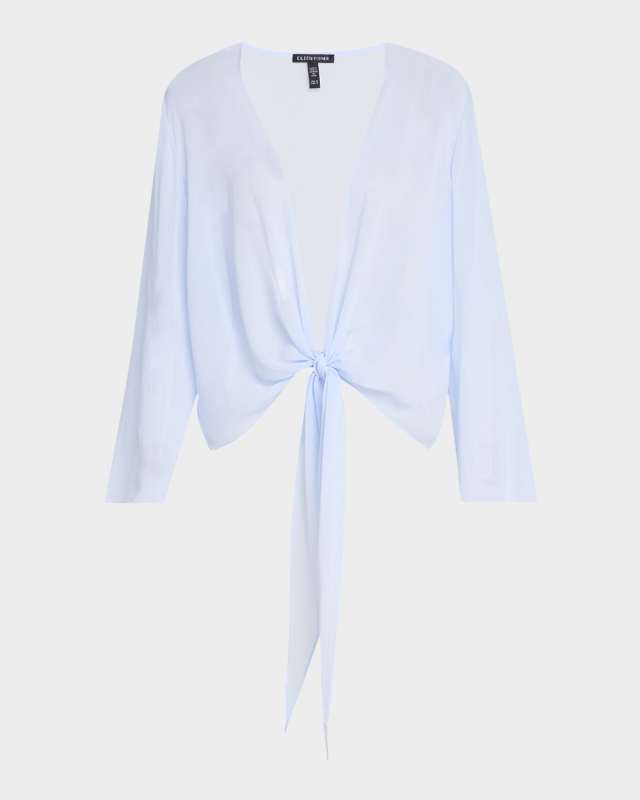 Tie-Hem Sheer Silk Georgette Wrap Jacket